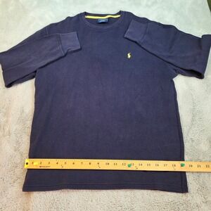 Polo Ralph Lauren Waffle Knit Thermal Sleep Shirt Mens Lg Navy Blue L Long Slv